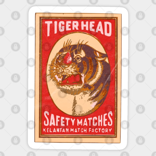 Tiger Head / Vintage Indian Matchbox Art Sticker by RCDBerlin